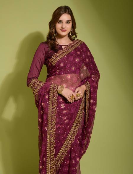 D 2020 Embroidery lace Printed Sarees Catalog